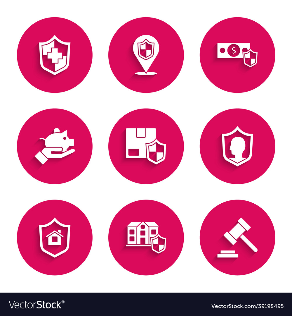 Set delivery security with shield house judge vector image Set delivery security with shield house judge