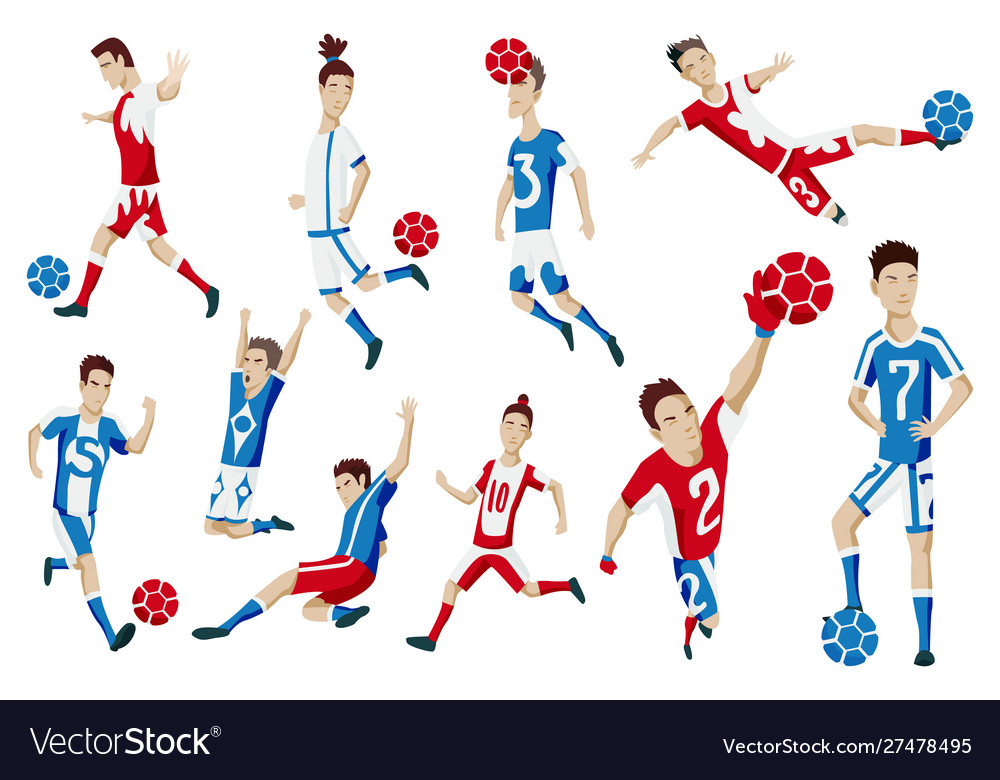 Set football player characters showing