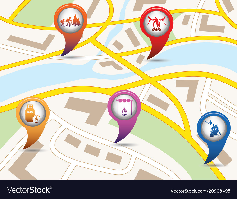 Set of tourism service map pointers