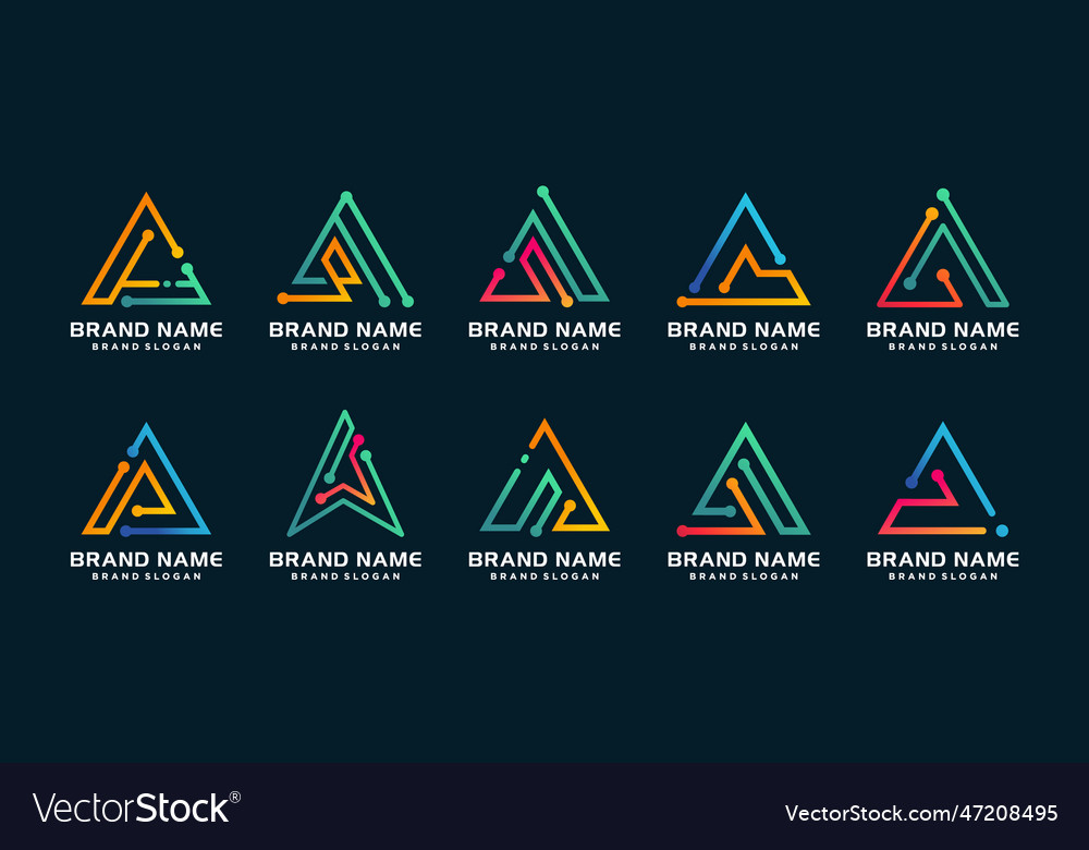 Set of triangle logo collection with modern