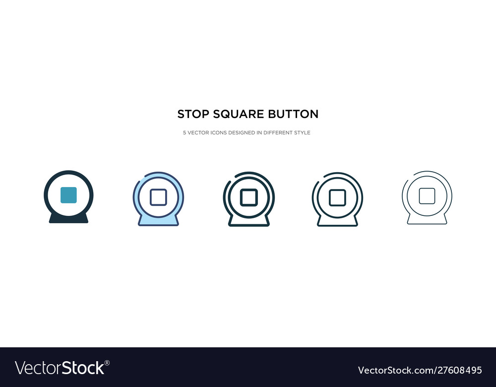 Stop square button icon in different style two
