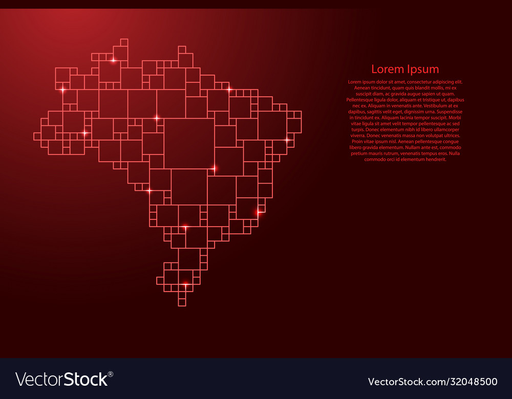 Brazil map from red pattern a grid vector image Brazil map from red pattern a grid