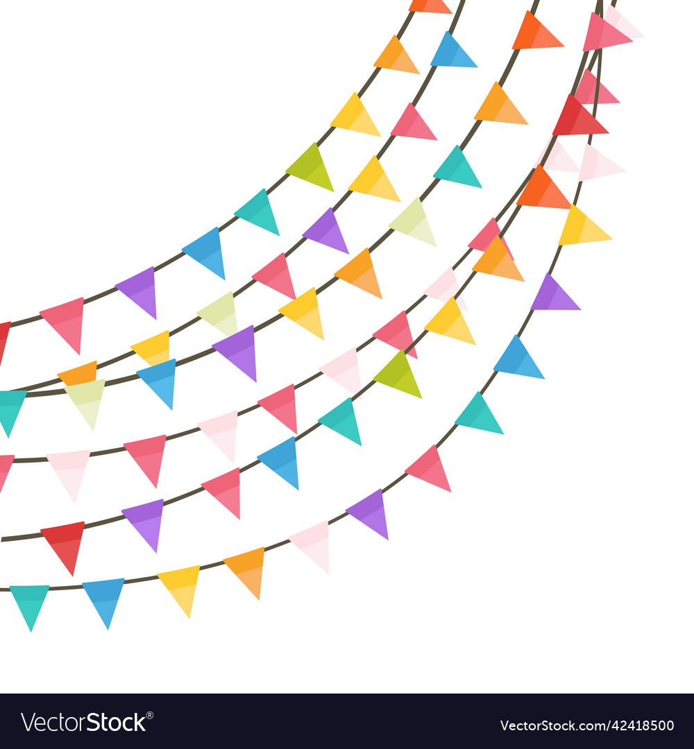 Colorful bunting and garland set birthday Vector Image