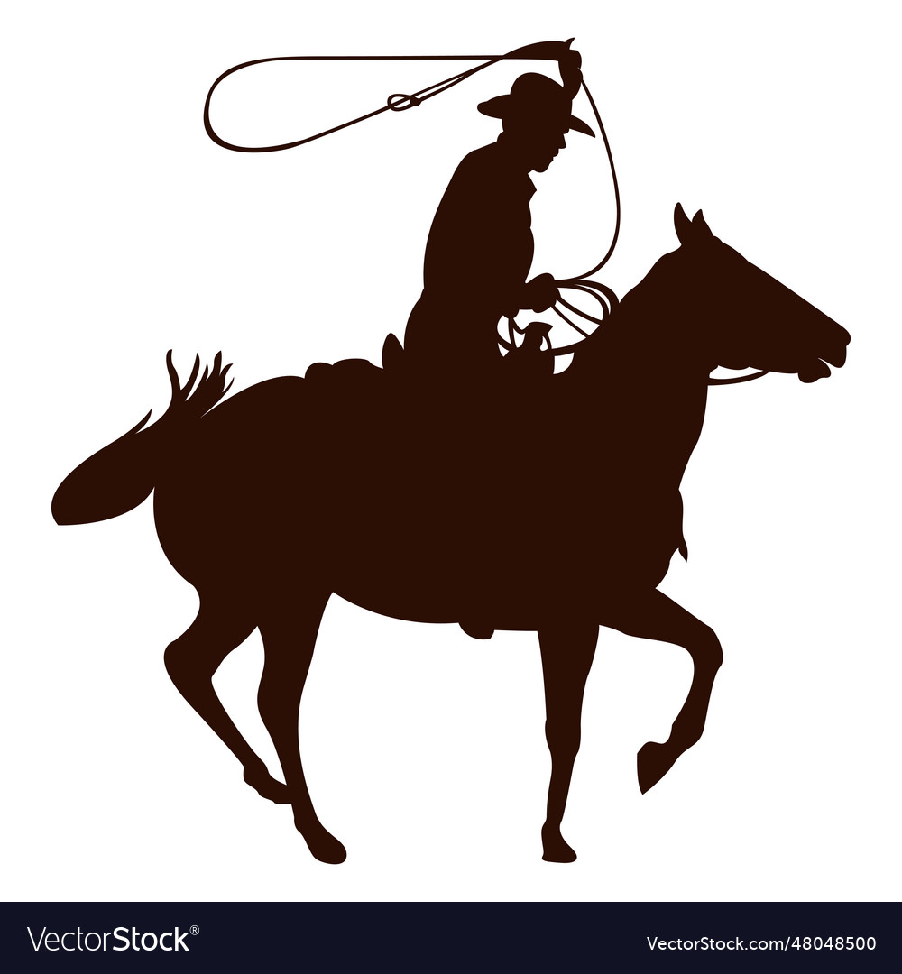 Cowboy Lasso Silhouette - Western