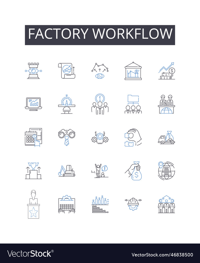 Factory workflow line icons collection company