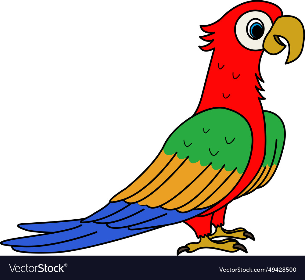 Funny cartoon parrot tropical bird Royalty Free Vector Image