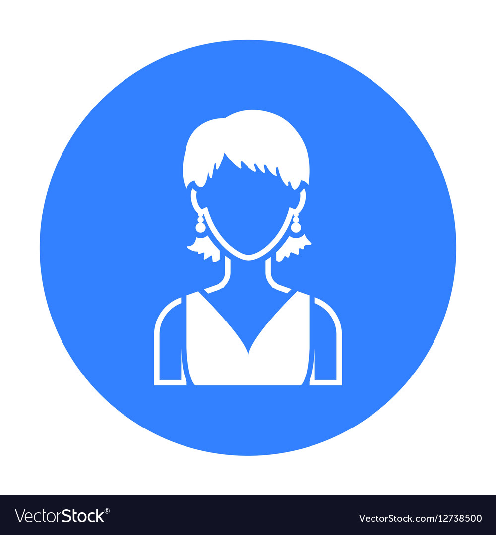 Girl With Earrings Icon Black Single Avatar Vector Image