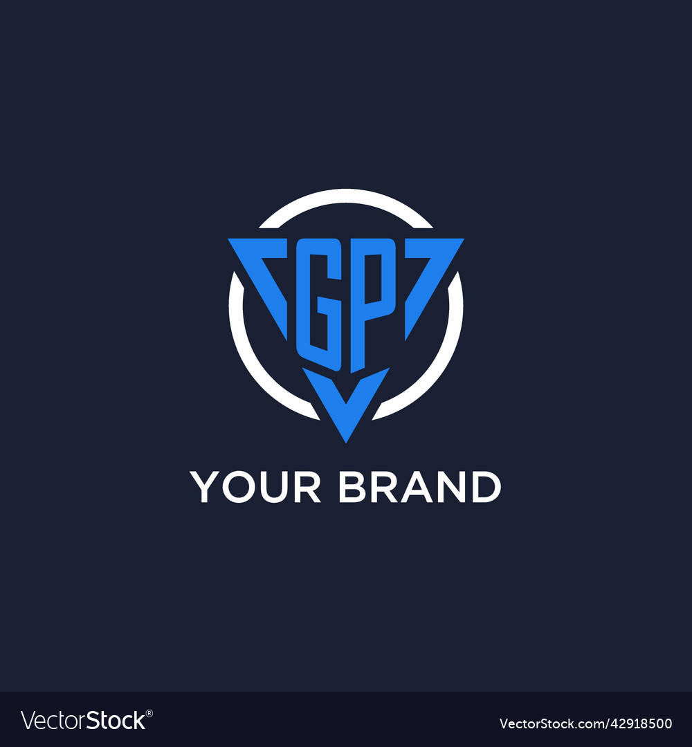 Gp monogram logo with triangle shape and circle
