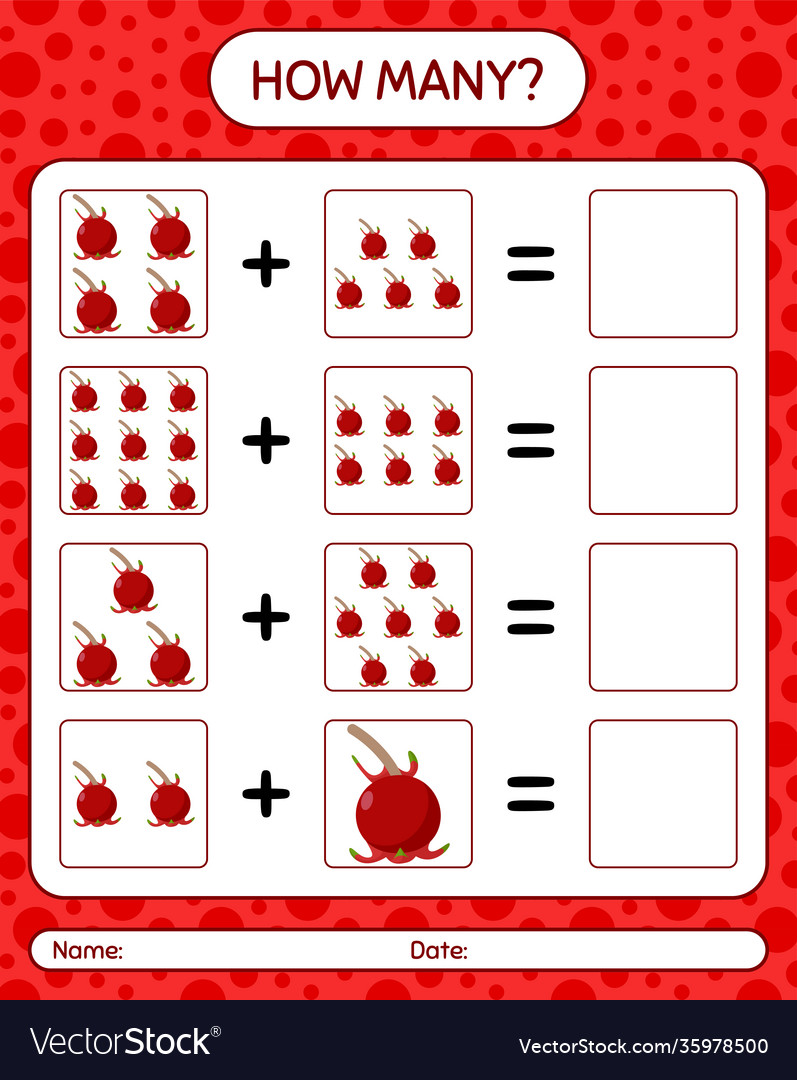How many counting game with ugni worksheet vector image How many counting game with ugni worksheet