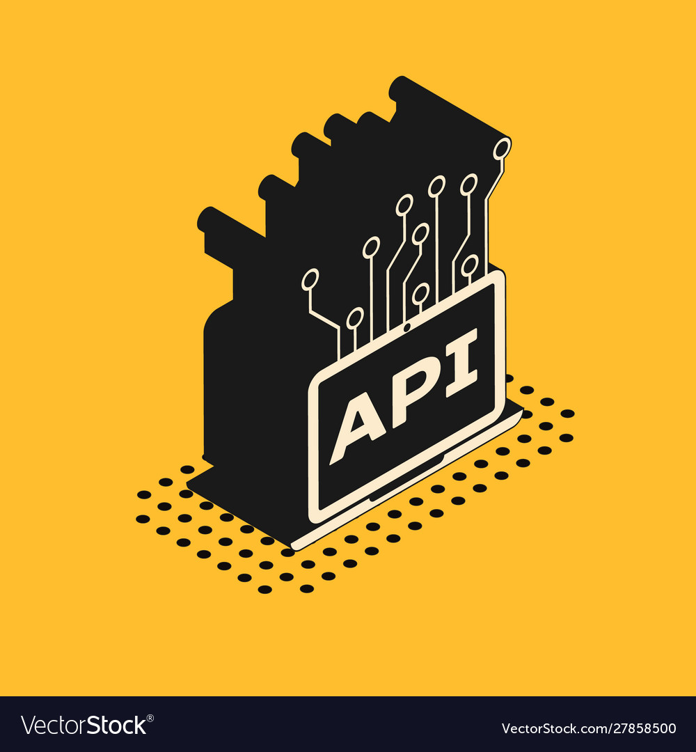 Isometrisches Computer-Api-Interface-Symbol isoliert Vector Image Isometrisches Computer-Api-Interface-Symbol isoliert