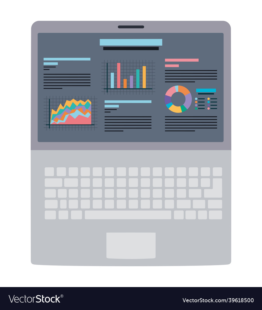 Laptop with graphs Royalty Free Vector Image - VectorStock