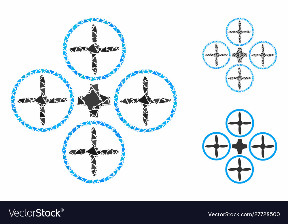 Quadcopter composition icon humpy elements vector image Quadcopter composition icon humpy elements