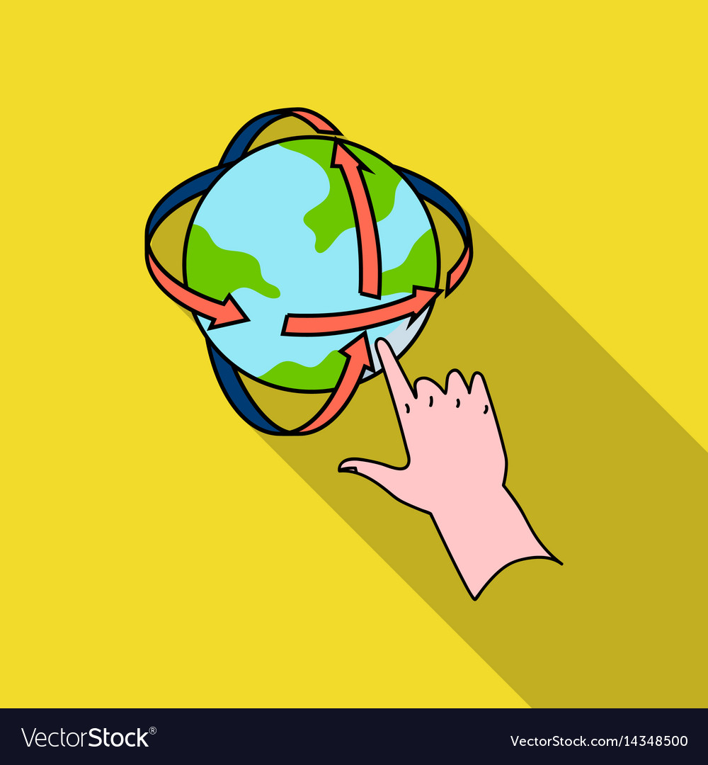 Rotation of globe in virtual reality icon flate