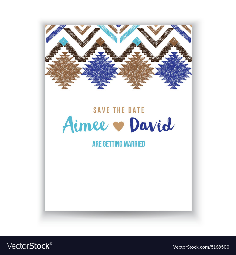 Save the date card with tribal ornaments