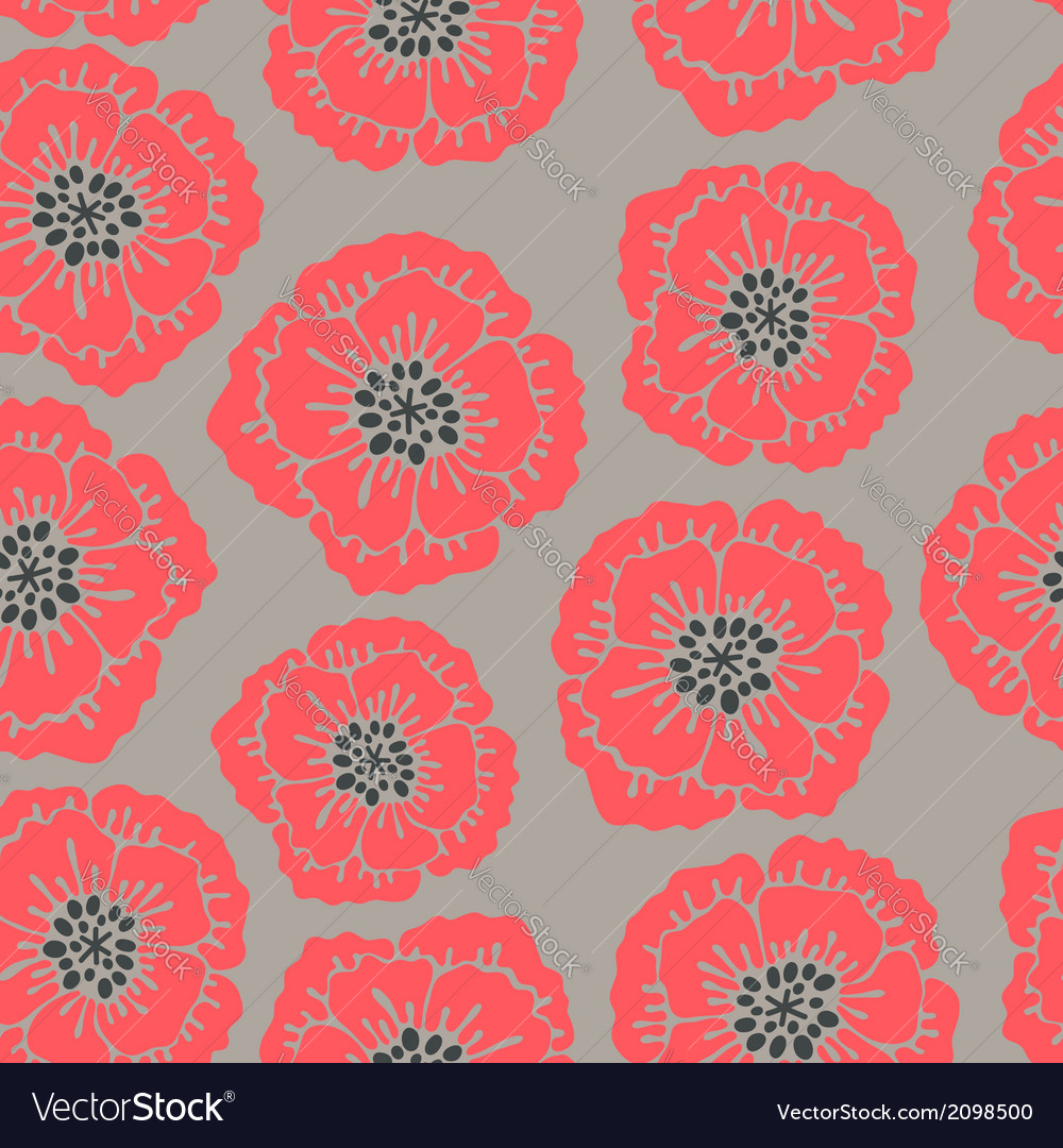 Seamless floral pattern with blooming poppies