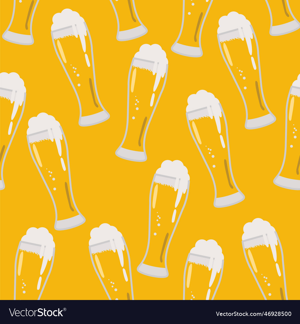 Seamless pattern with glasses of light beer Vector Image