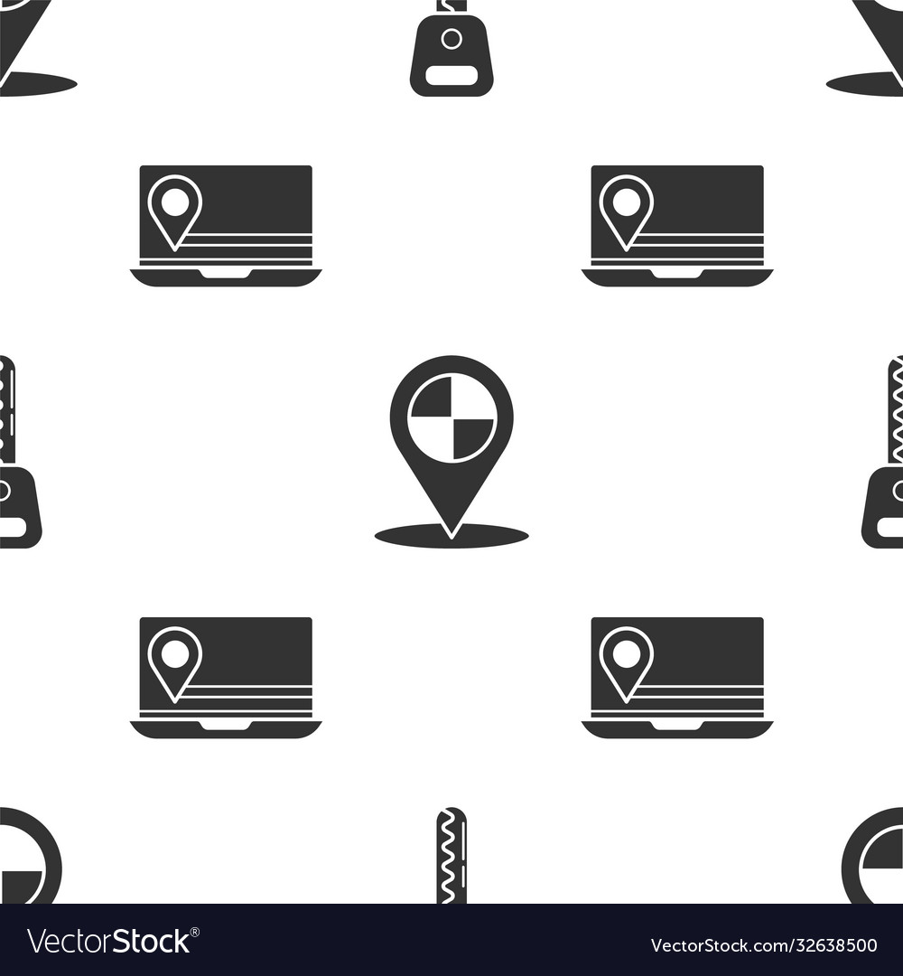 Set car key map pointer with taxi and laptop Vector Image Set car key map pointer with taxi and laptop