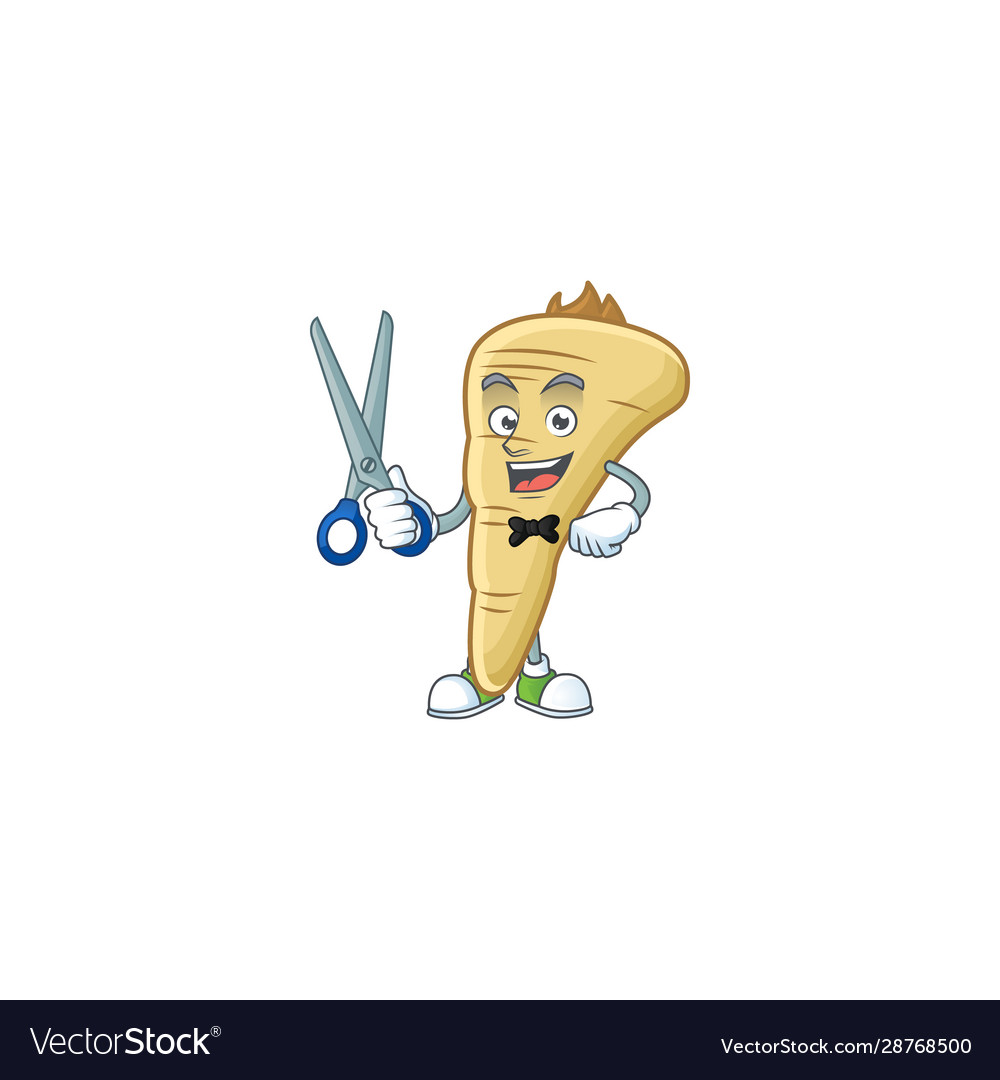 Smiley barber parsnip mascot cartoon character