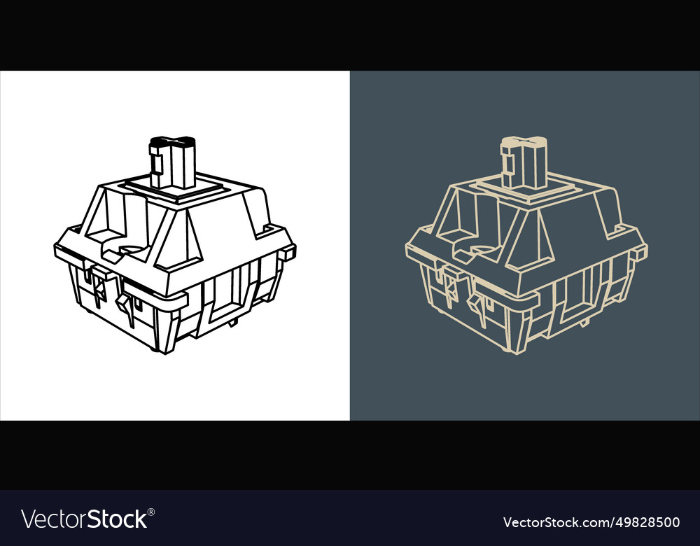 Switch mechanical keyboard wireframe blueprint vector image Switch mechanical keyboard wireframe blueprint