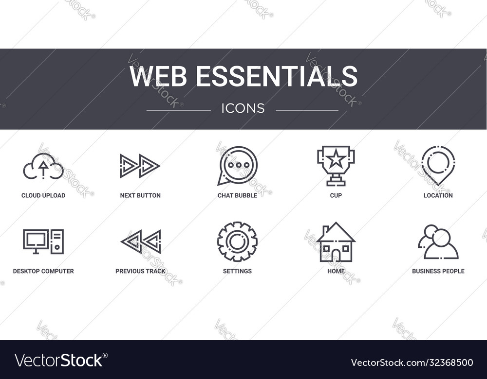 Web essentials concept line icons set contains