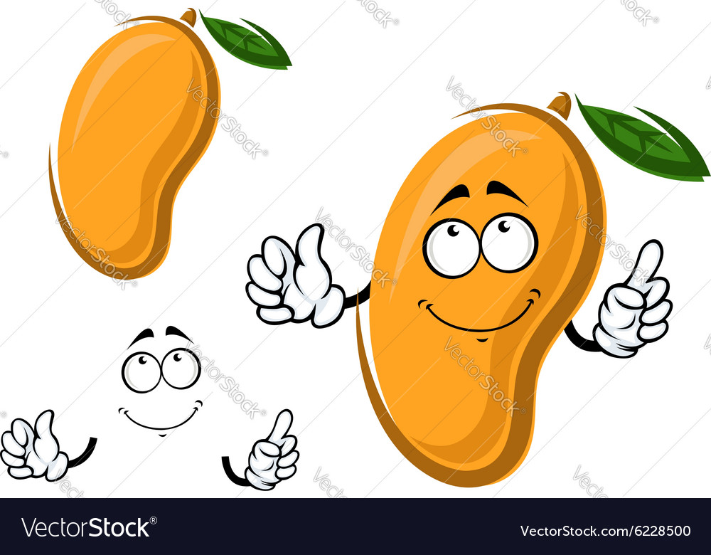 Yellow ripe cartoon mango fruit Royalty Free Vector Image Yellow ripe cartoon mango fruit Royalty Free Vector Image