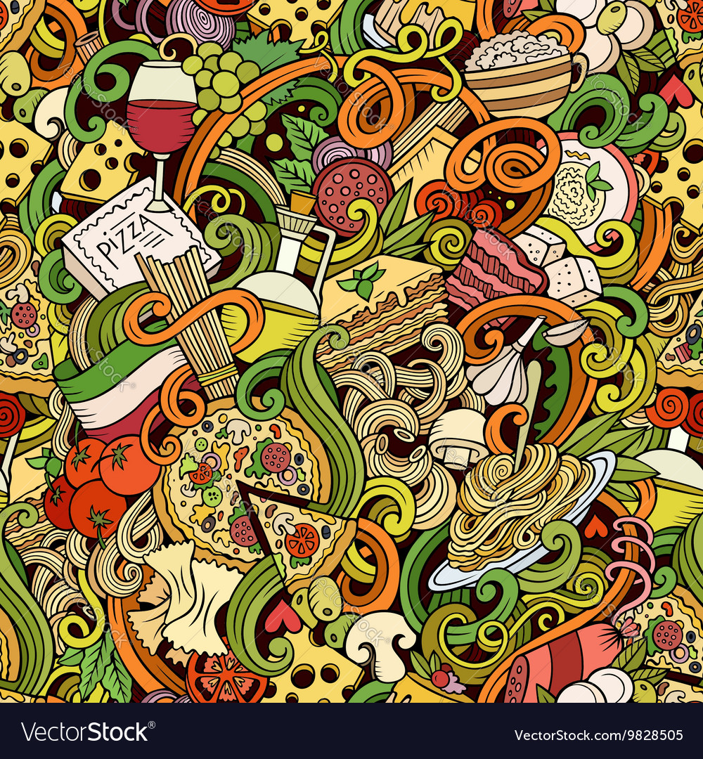 cartoon-hand-drawn-doodles-of-italian-cuisine-vector-image