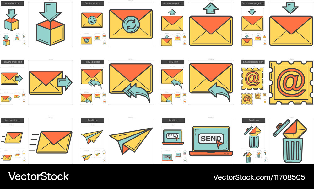 Email line icon set Royalty Free Vector Image - VectorStock
