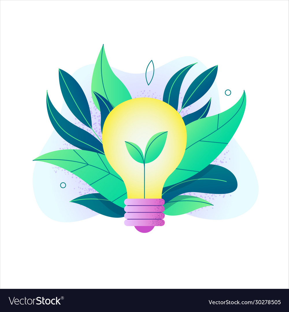 Energy saving eco concept burning light bulb Vector Image