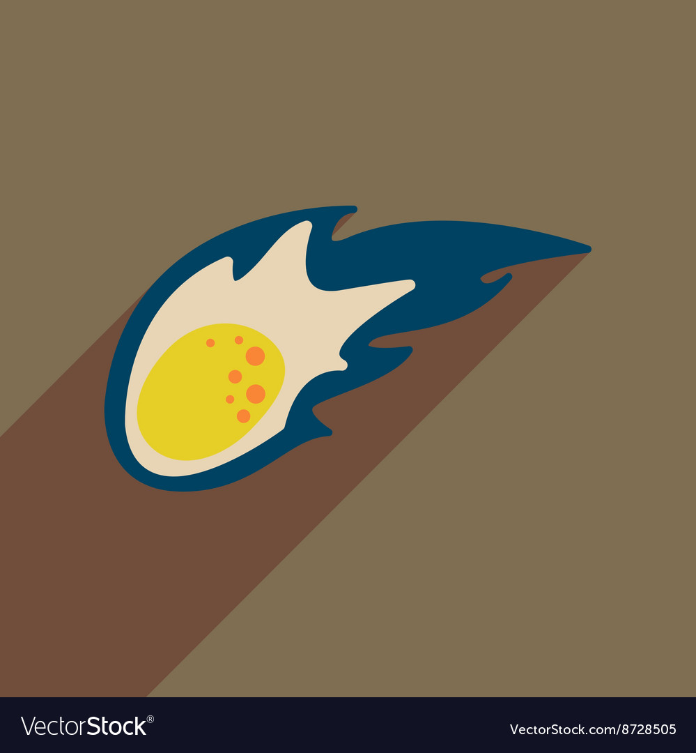 Flat web icon with long shadow comet