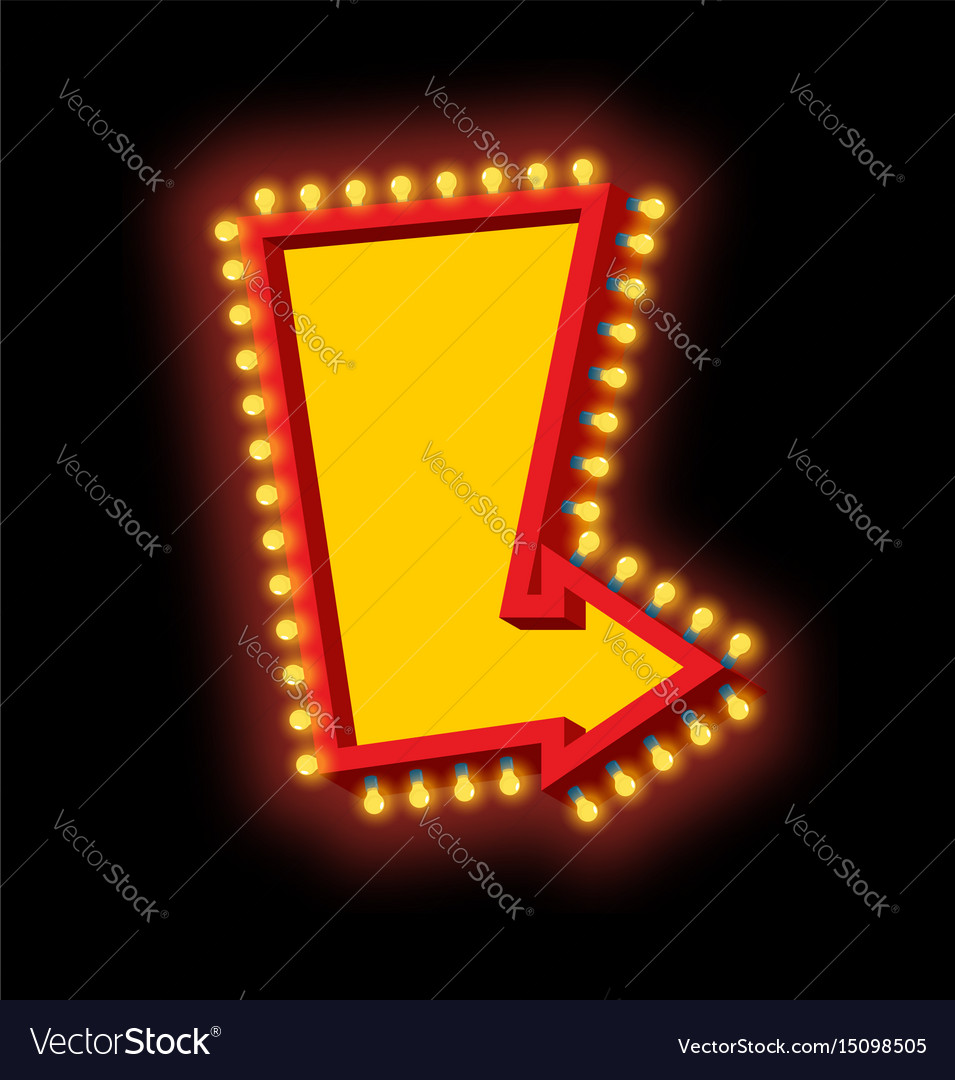 Glowing arrow with lamps luminous pointer retro