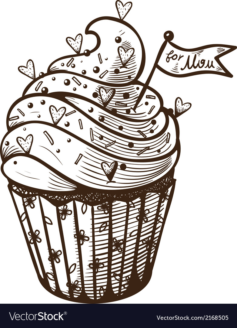 Hand drawn of cupcake