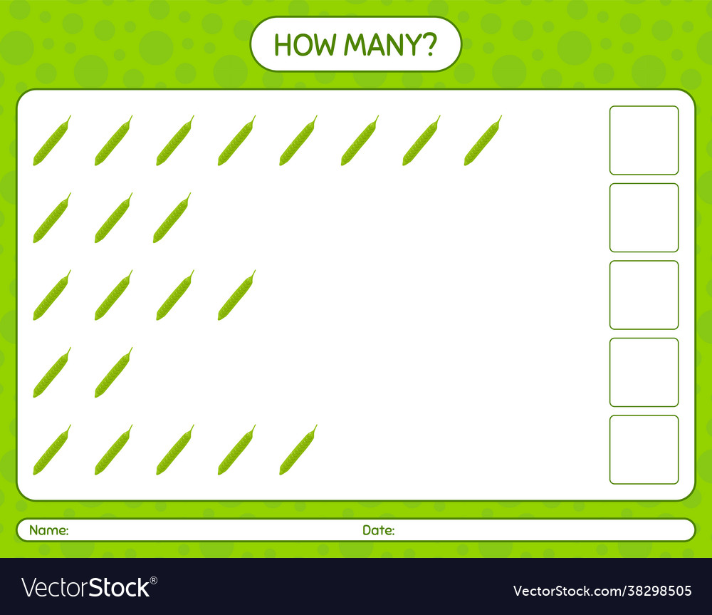 How many counting game with petai worksheet