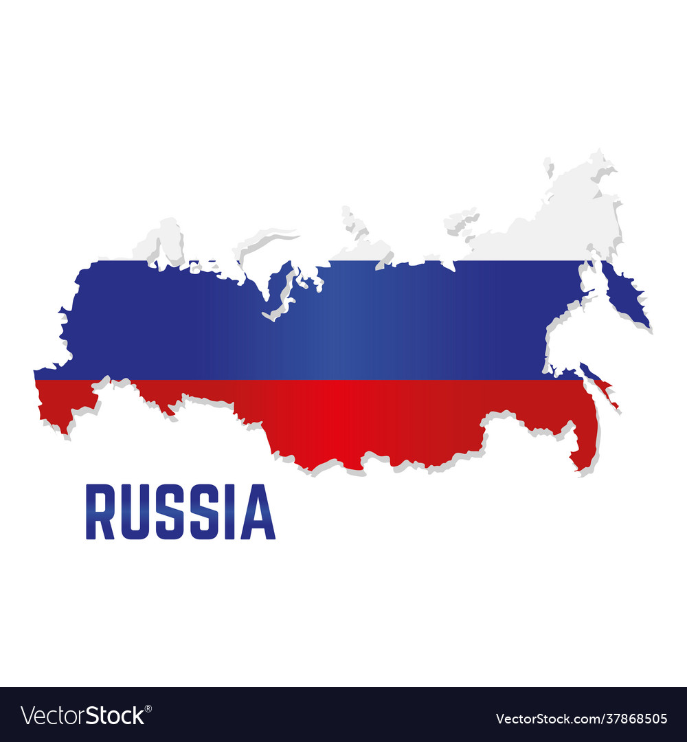 Russia flag and map. European countries flag isolated on map. Stock Vector