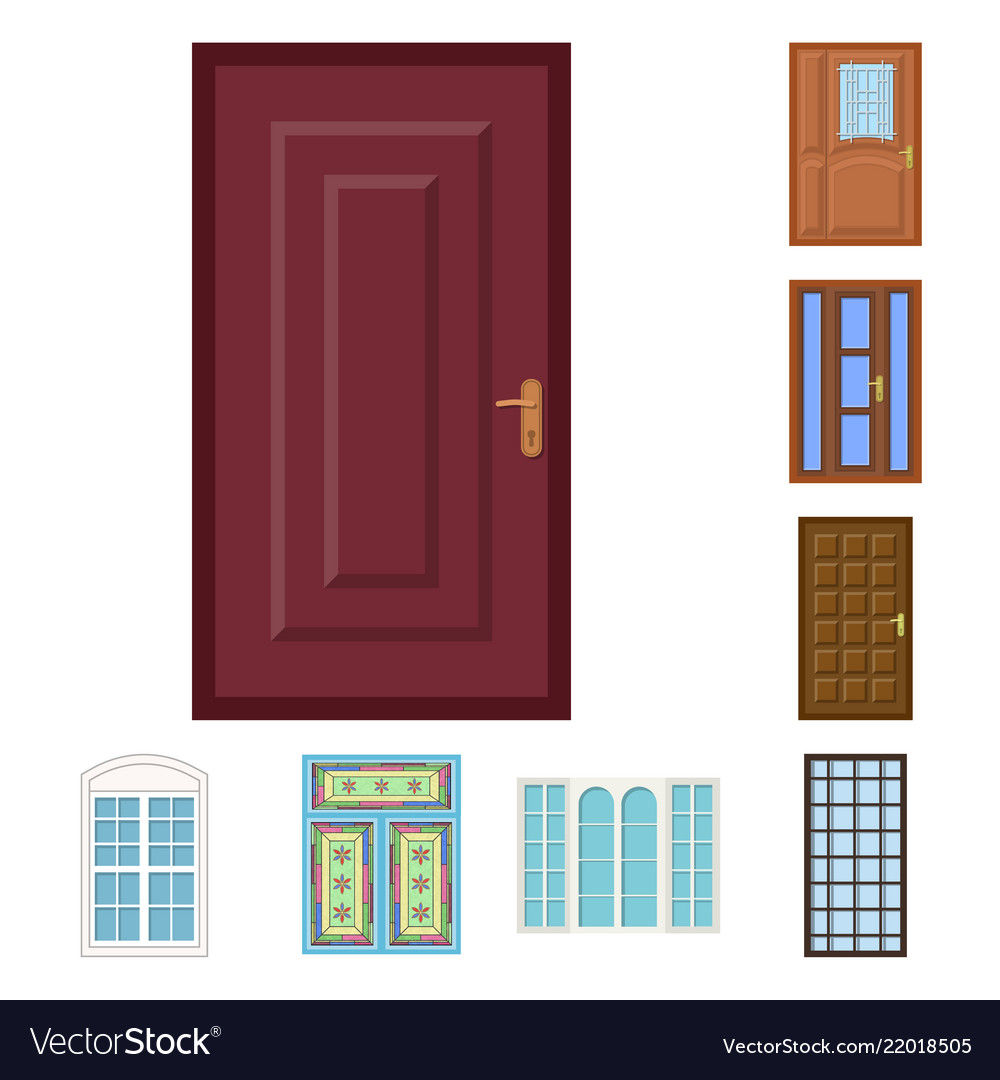 Isolated object of door and front logo set