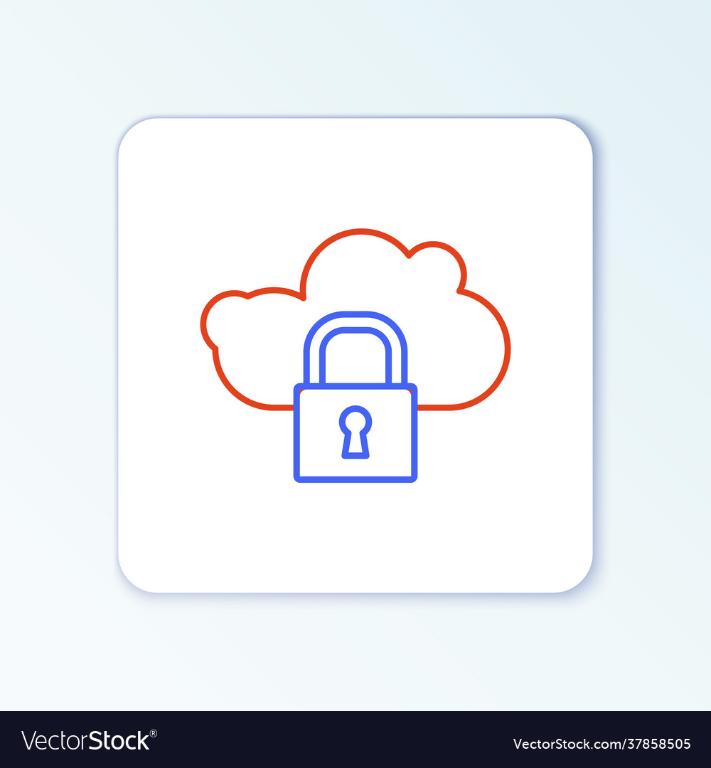 Line cloud computing lock icon isolated on white vector image Line cloud computing lock icon isolated on white