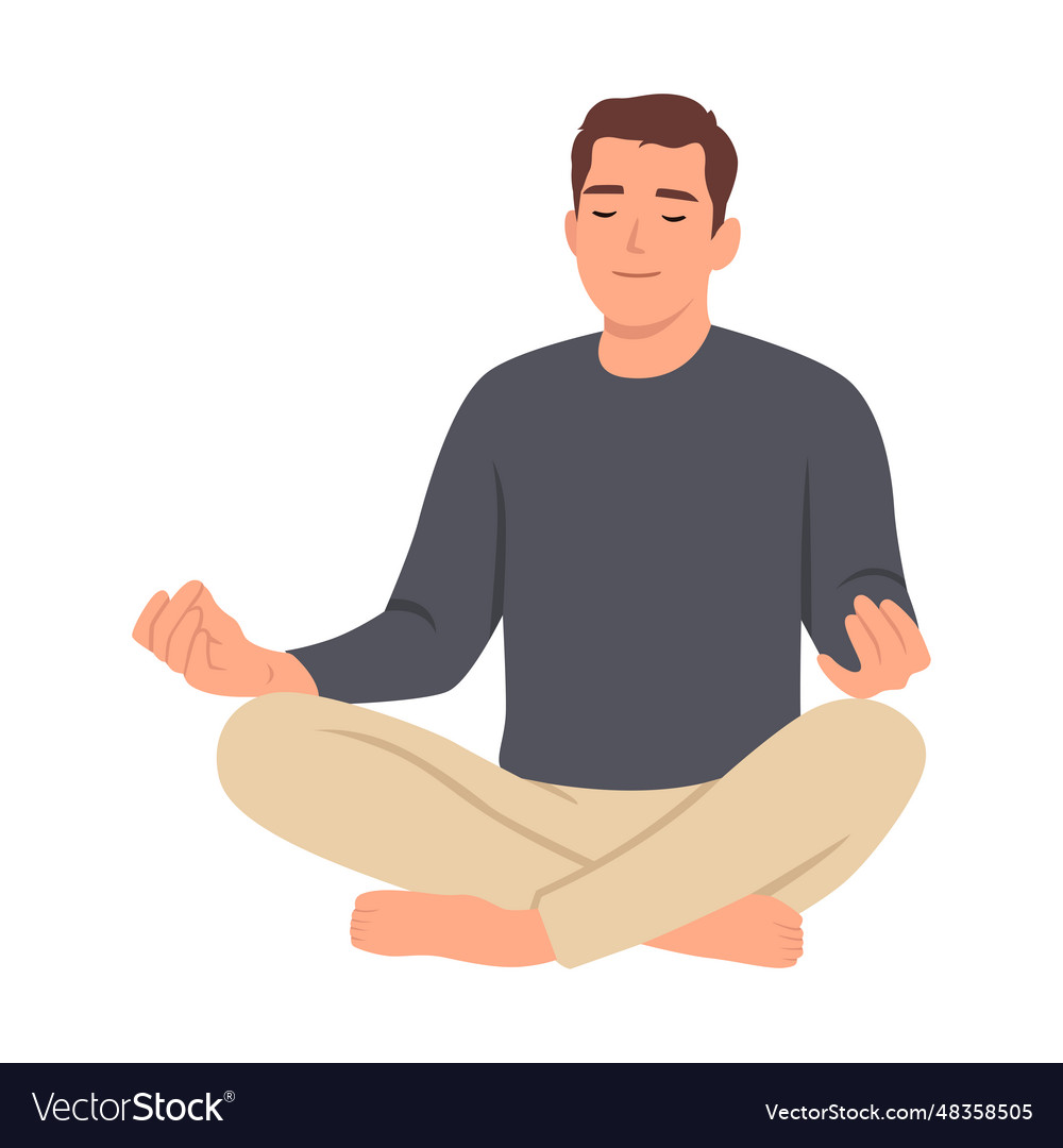 Man doing lotus pose the concept of healthy Vector Image