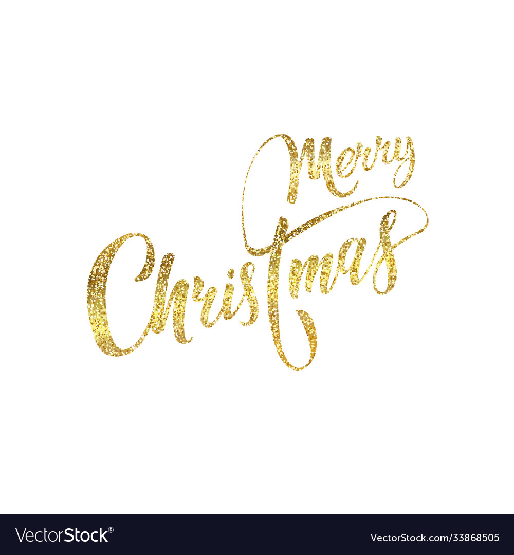 Merry christmas golden hand lettering isolated Vector Image