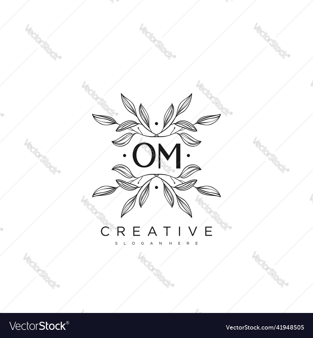 Om Anfangsbuchstabe Blume Logo Vorlage Premium Kunst