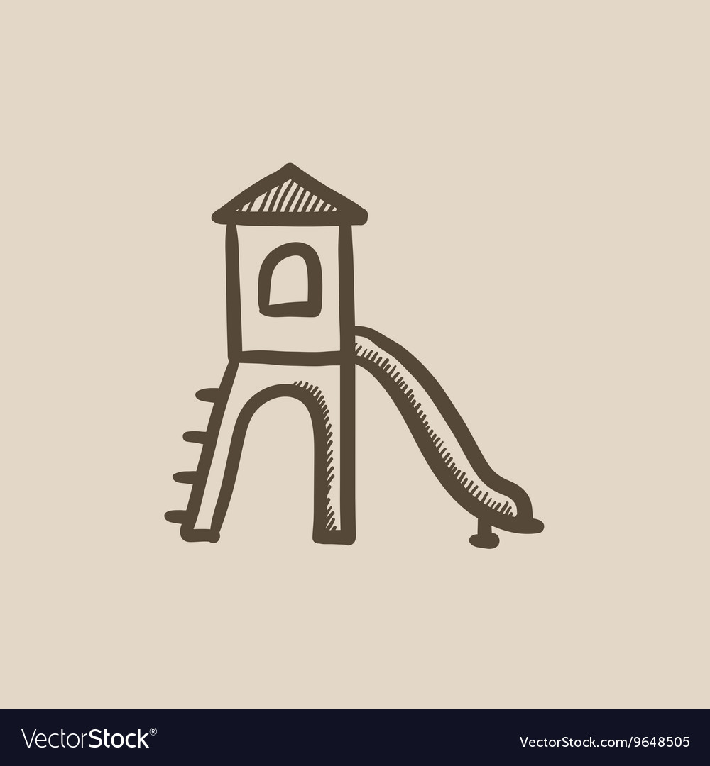Playground with slide sketch icon