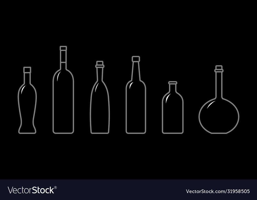 Set bottles different shapes with a narrow