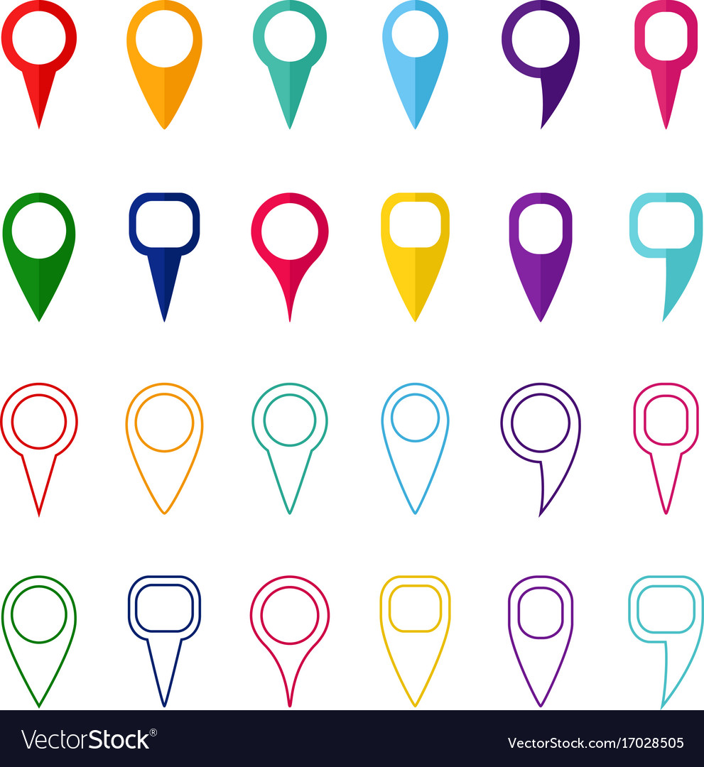 Set Colored Map Markers And Pointers Royalty Free Vector