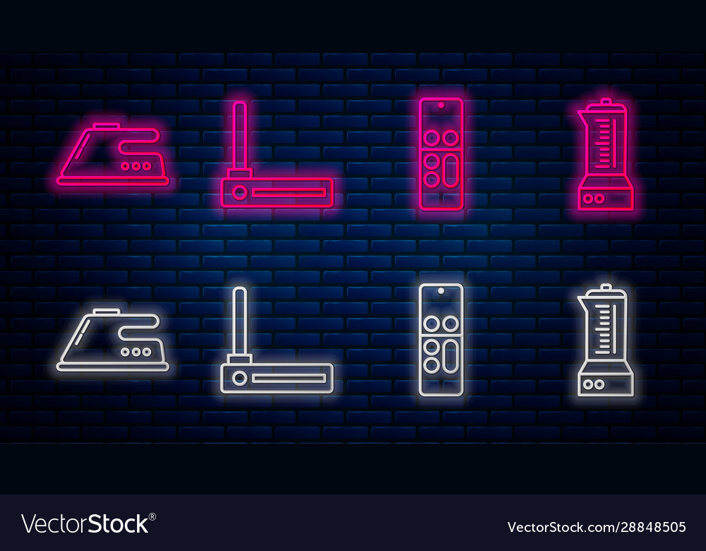 Set line router and wi-fi signal remote control Vector Image Set line router and wi-fi signal remote control