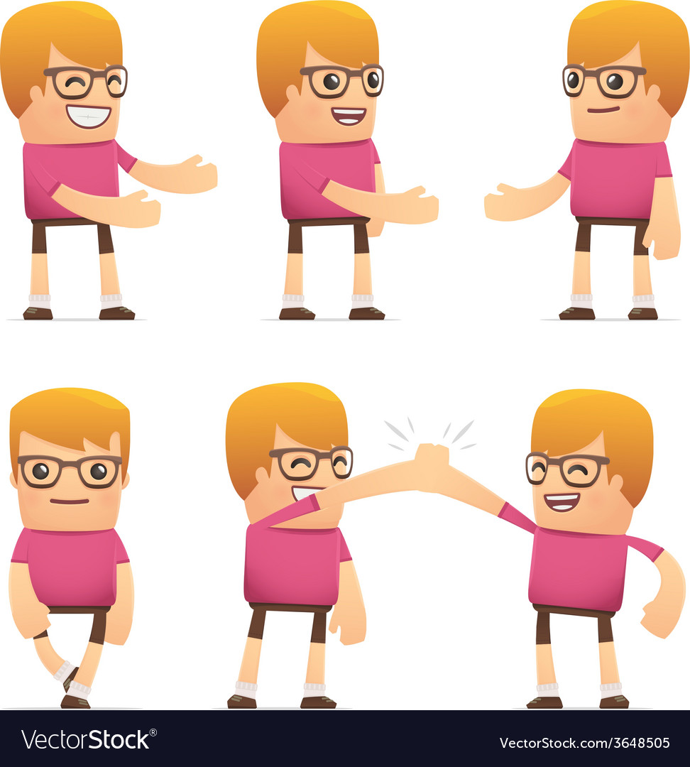 Set of dude character in different poses