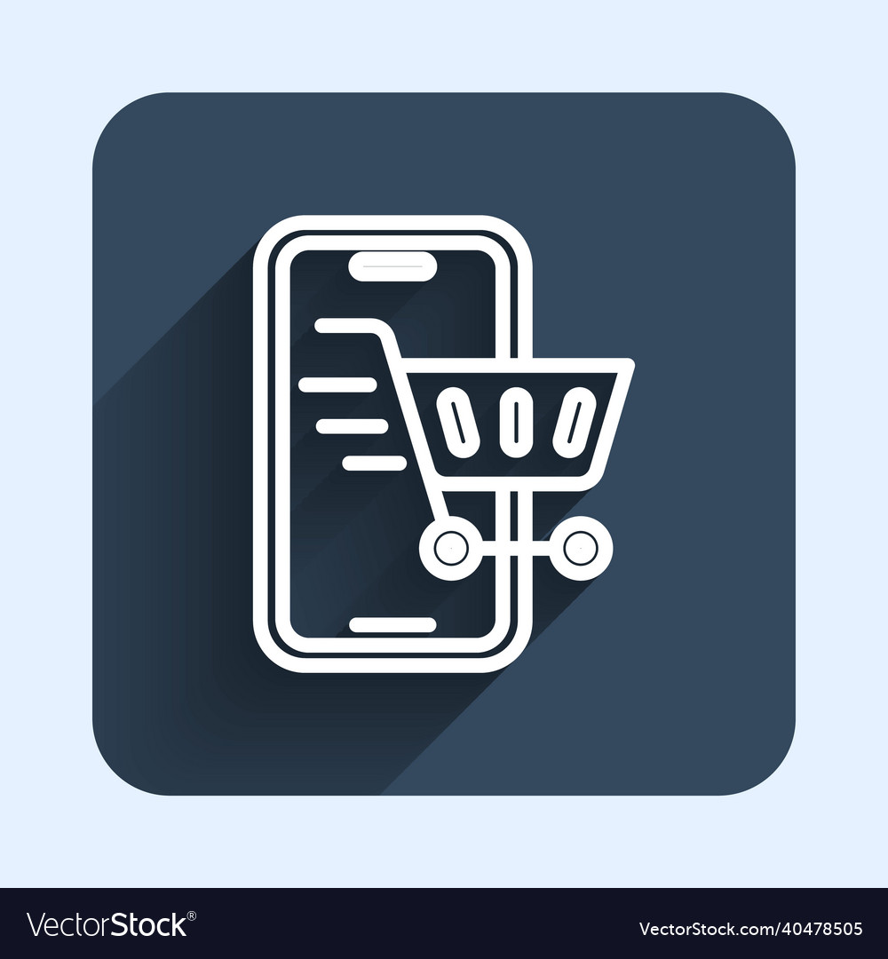 White line mobile phone and shopping cart icon