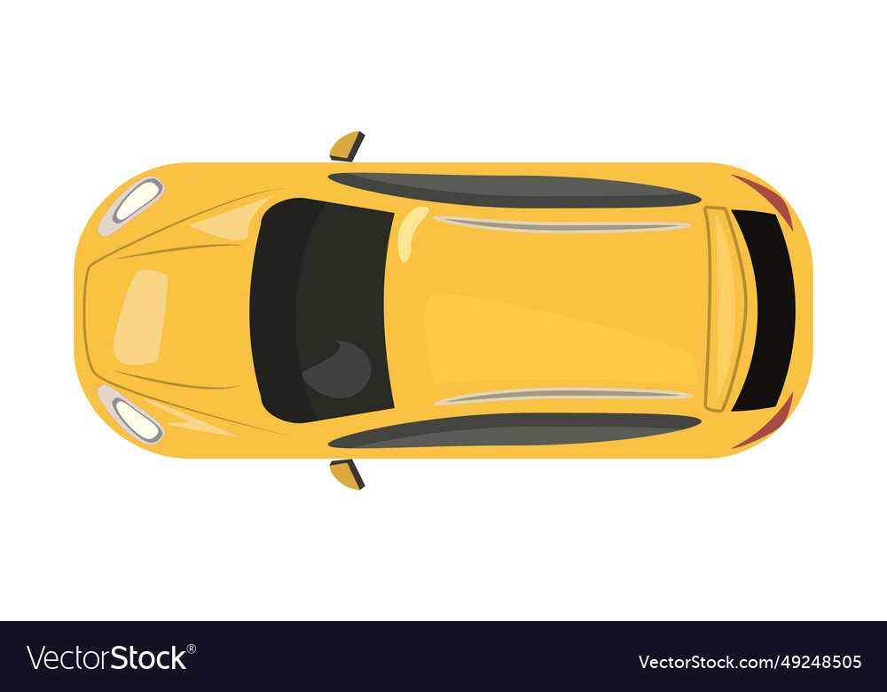 Yellow Car From Top View Isolated On White Vector Image