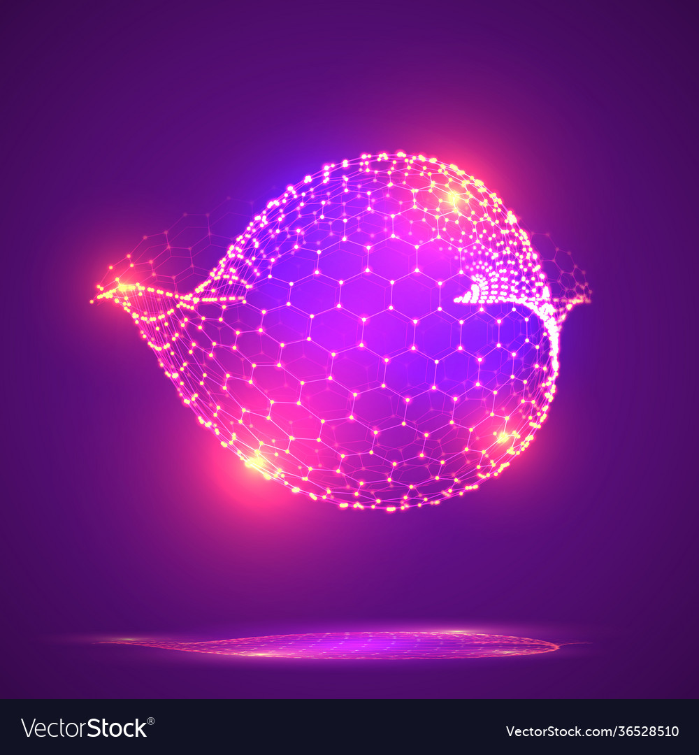 3d object from a hexagon grid with dots stylish