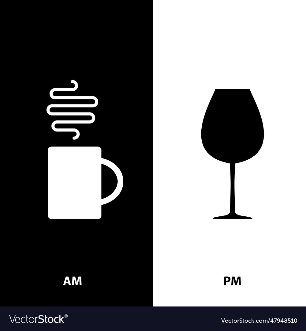 Am pm icon morning coffee time evening wine Vector Image