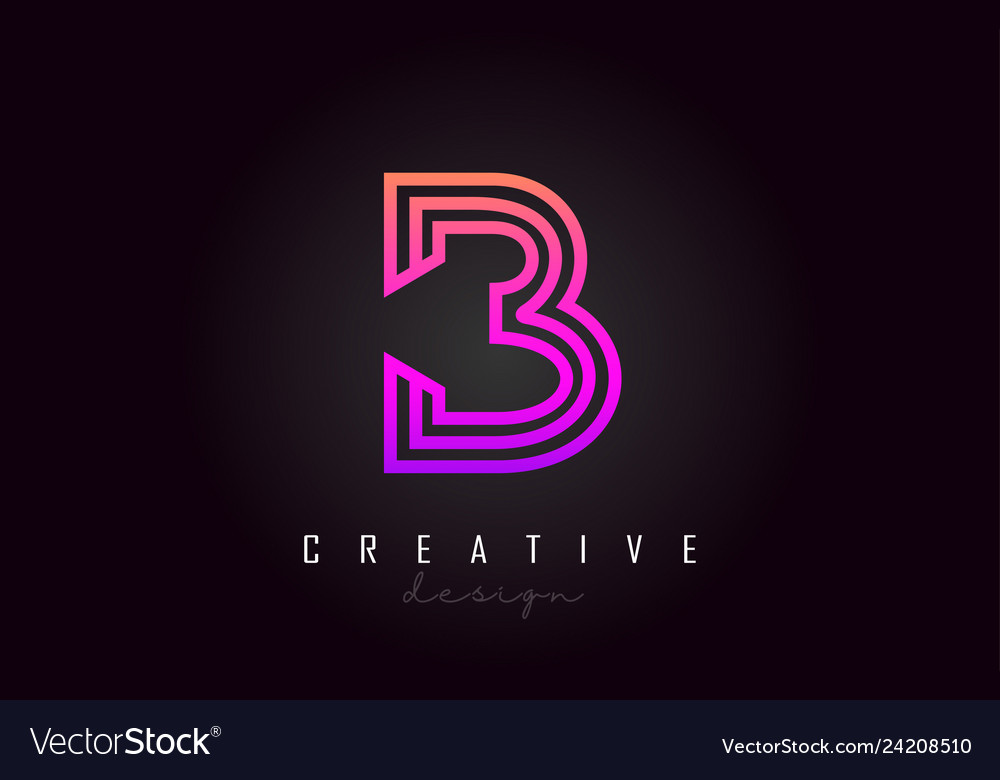 B purple letter logo monogram design creative Vector Image