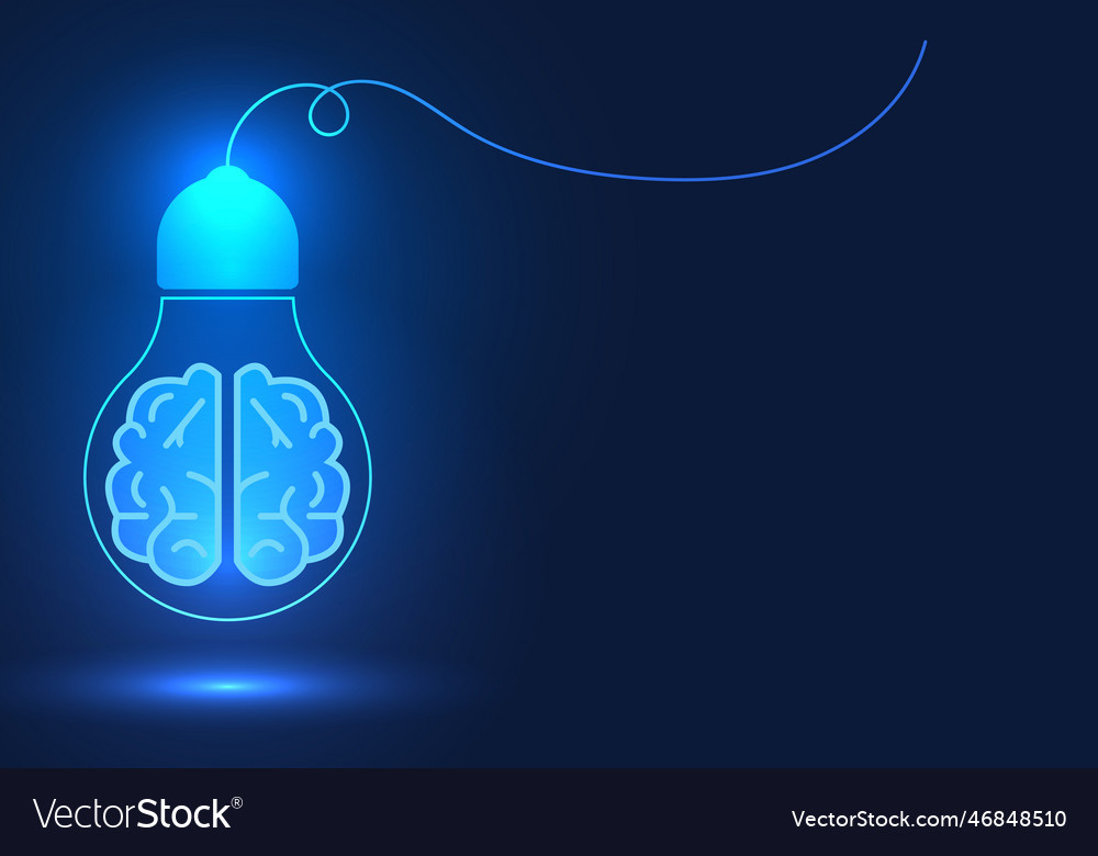 Bulb has a brain hanging down meaning its Vector Image