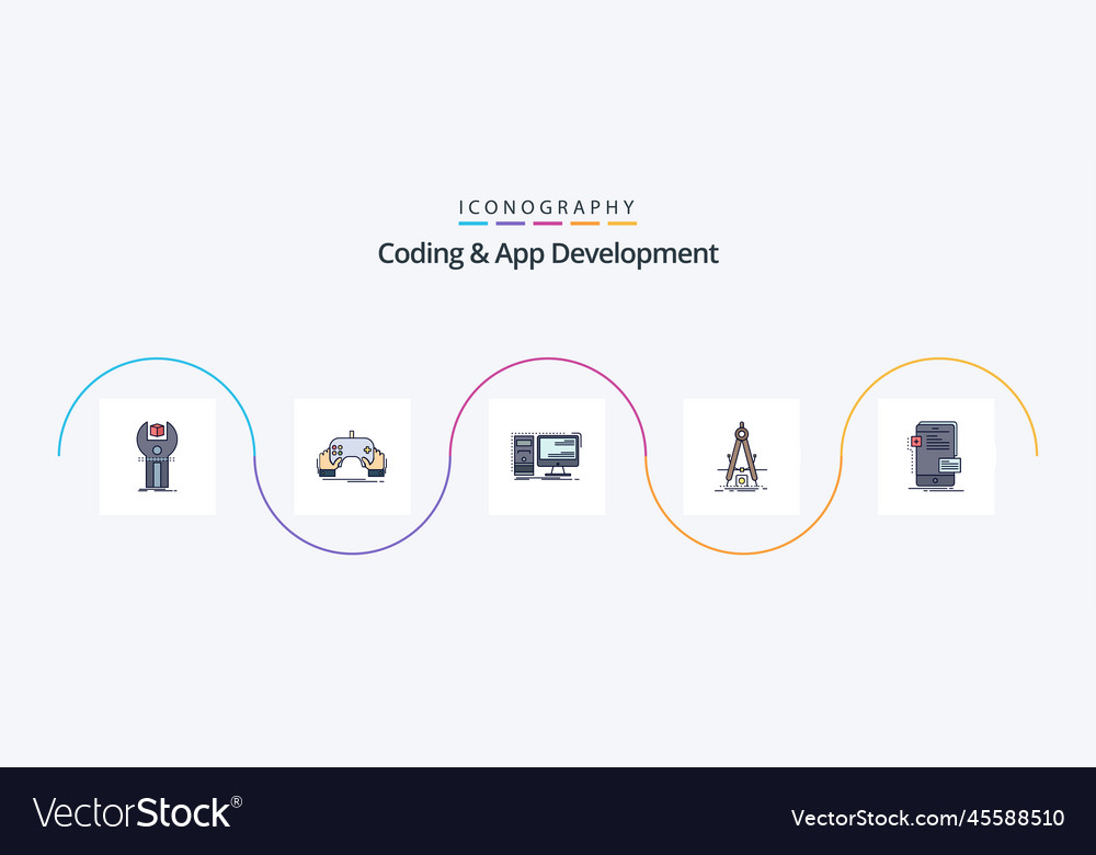 Coding and app development line filled flat 5